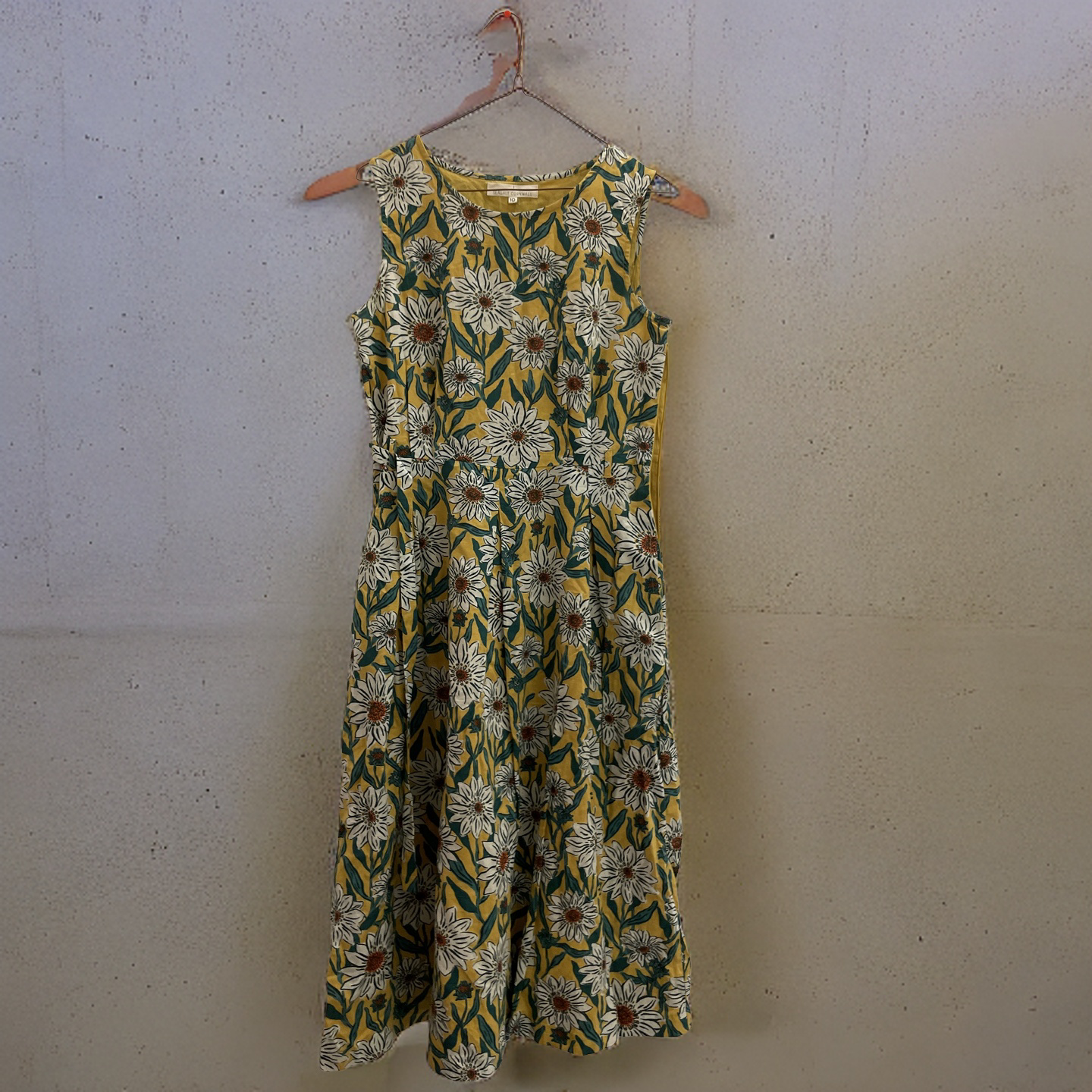 Rubynee Vintage y2k sleeveless floral print crew neck mini yellow dress