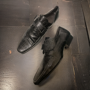 Vintage black men italian crocrodile leather size 41