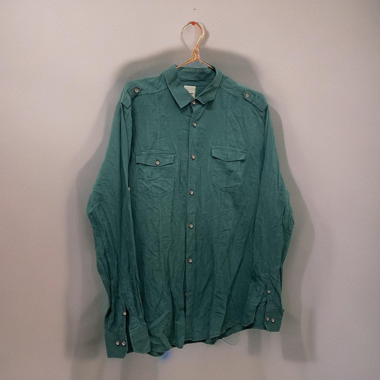 Rubynee Vintage y2k regular fit mens defacto green long sleeve shirt