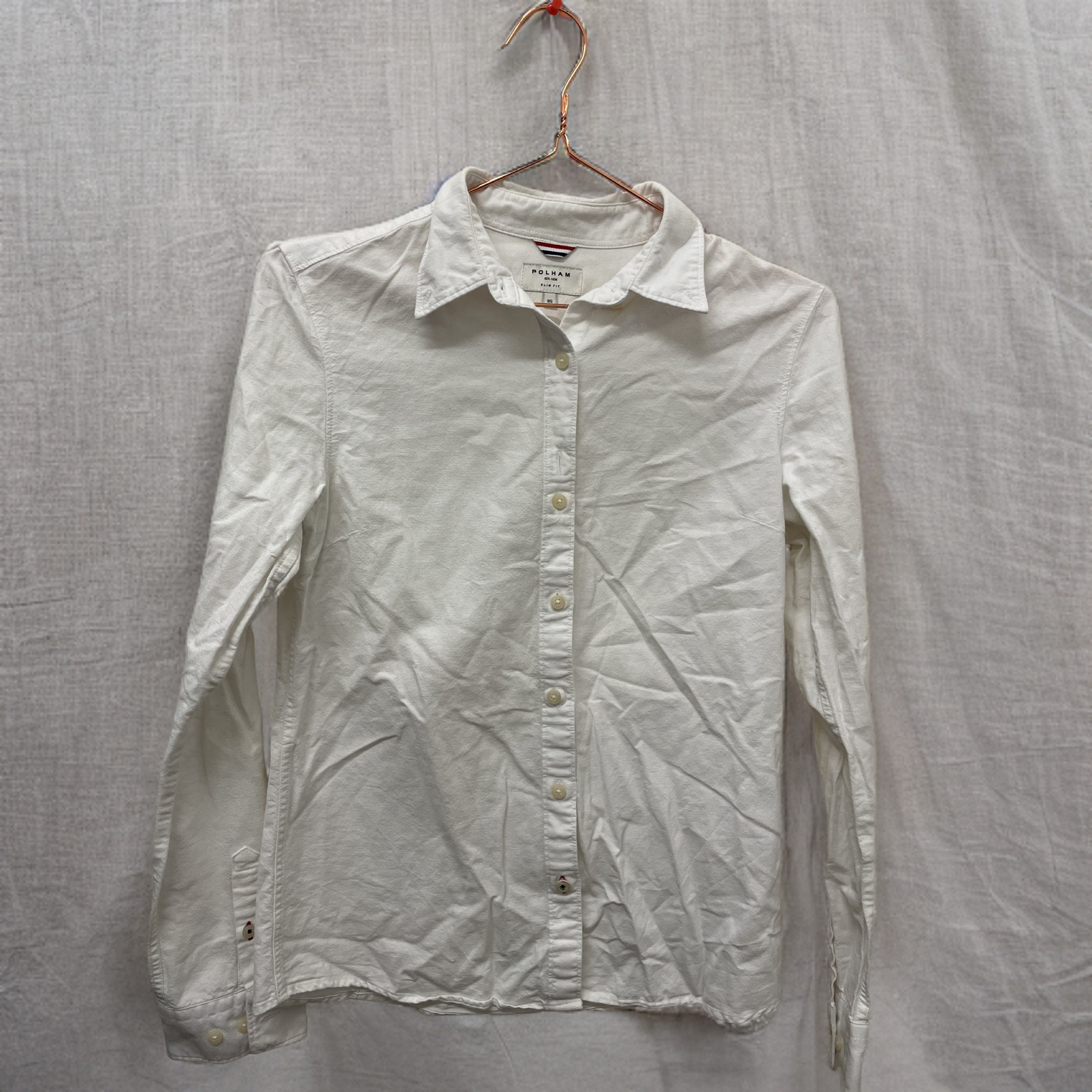 Rubynee  Vintage y2k mens slim fit polham plain white shirt size S