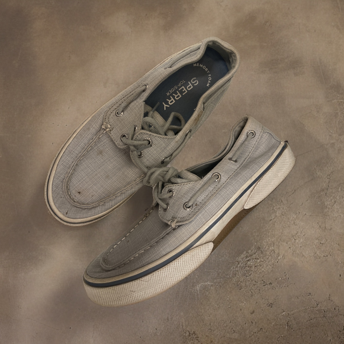 Vintage Men's Sperry Halyard 2-Eye grey boat shoe size uk 7.5