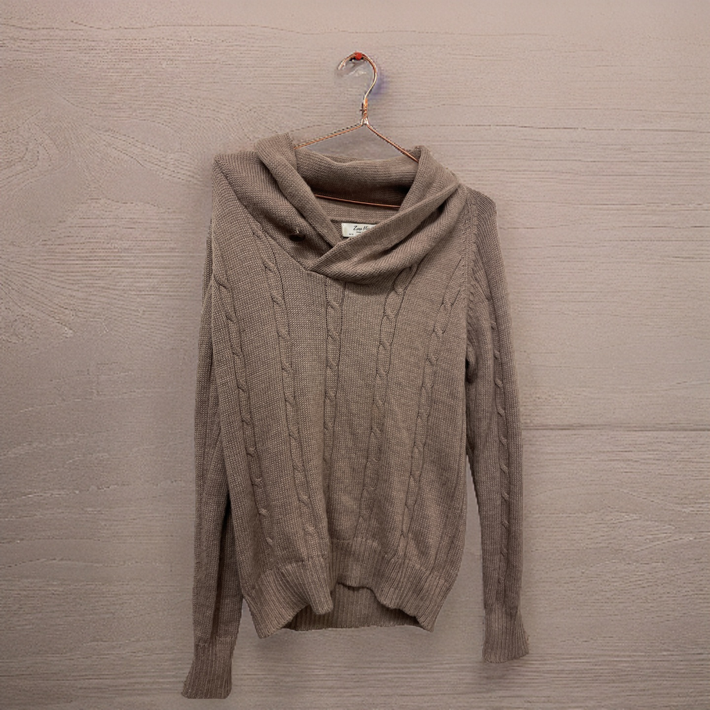 Rubynee Vintage y2k Chunky Cable Cow Neck cream jumper