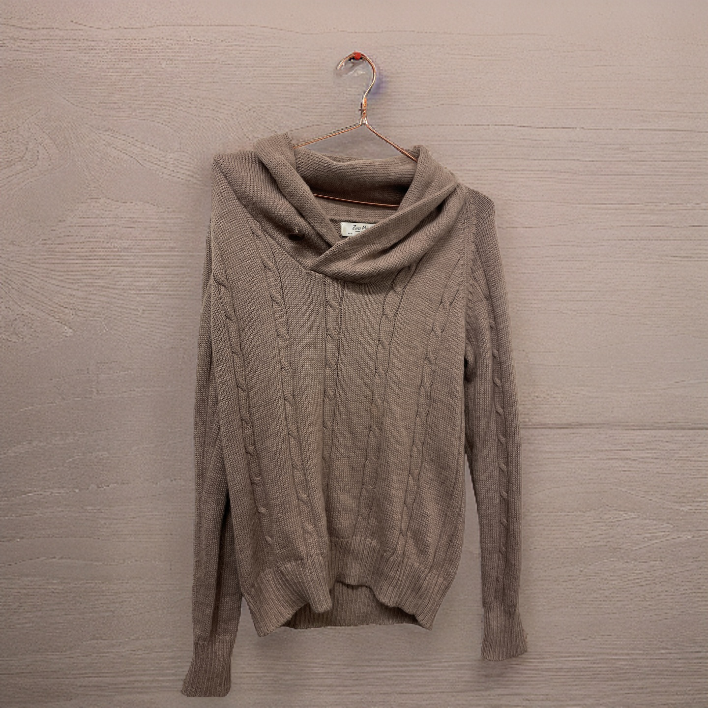 Rubynee Vintage y2k Chunky Cable Cow Neck cream jumper