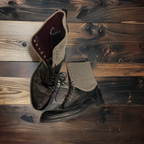 Vintage lace up ankle high black and grey mens boot size 41