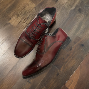 Vintage men pointed toe genuine wine leather shoe size 41