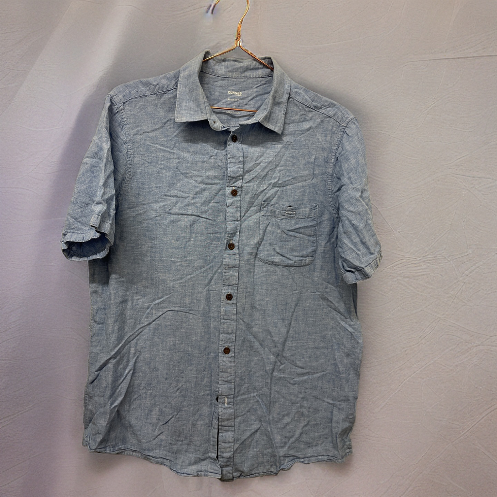 Rubynee  vintage Y2K Men's Dunnes Regular Fit Short Sleeves Blue Shirt