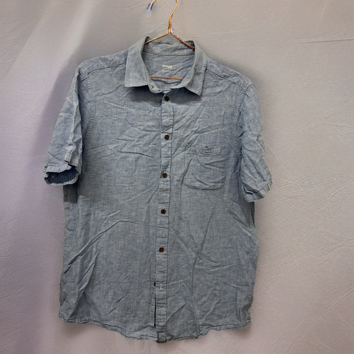 Rubynee  vintage Y2K Men's Dunnes Regular Fit Short Sleeves Blue Shirt