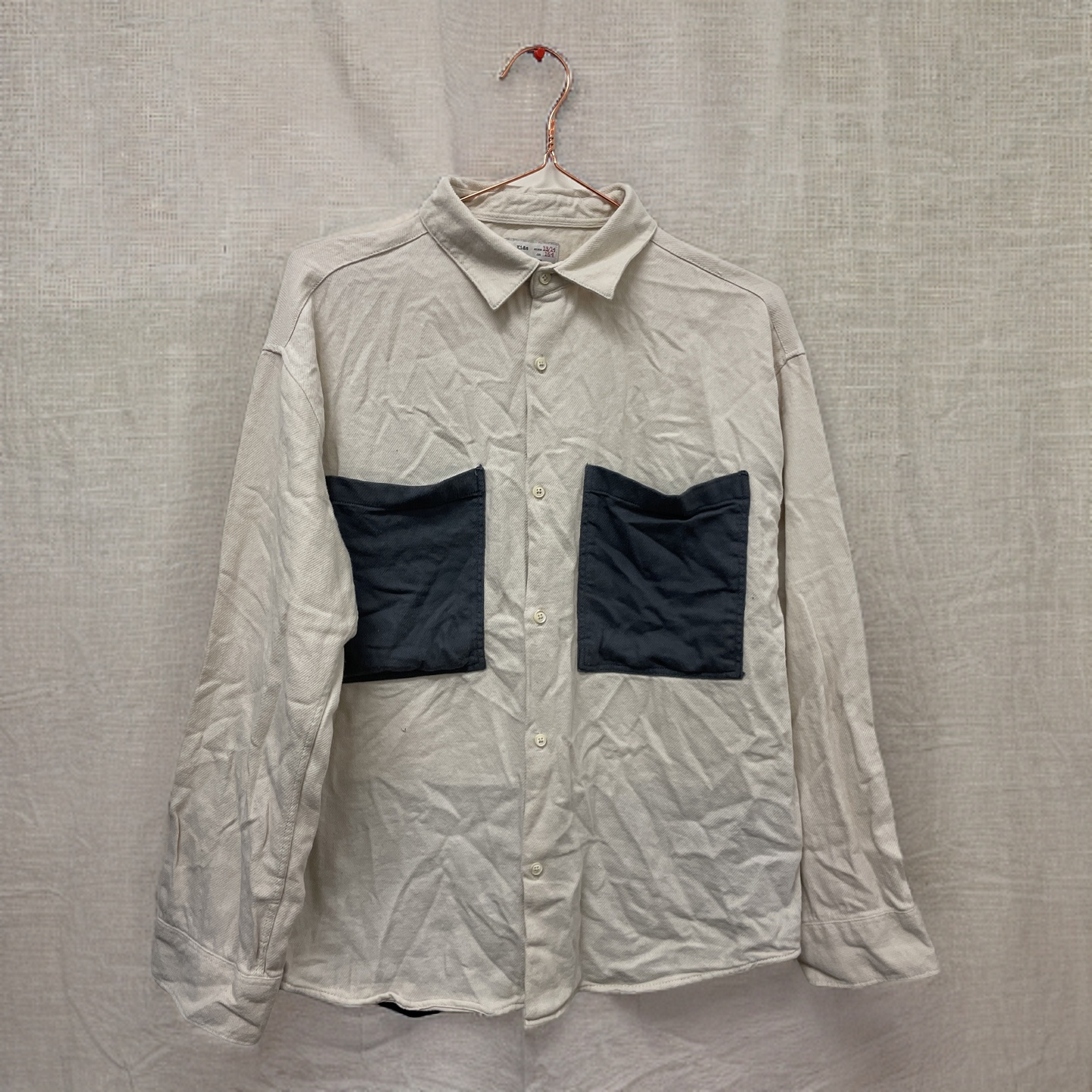 Rubynee  Vintage y2k zara mens cream regular fit shirt with black pocket