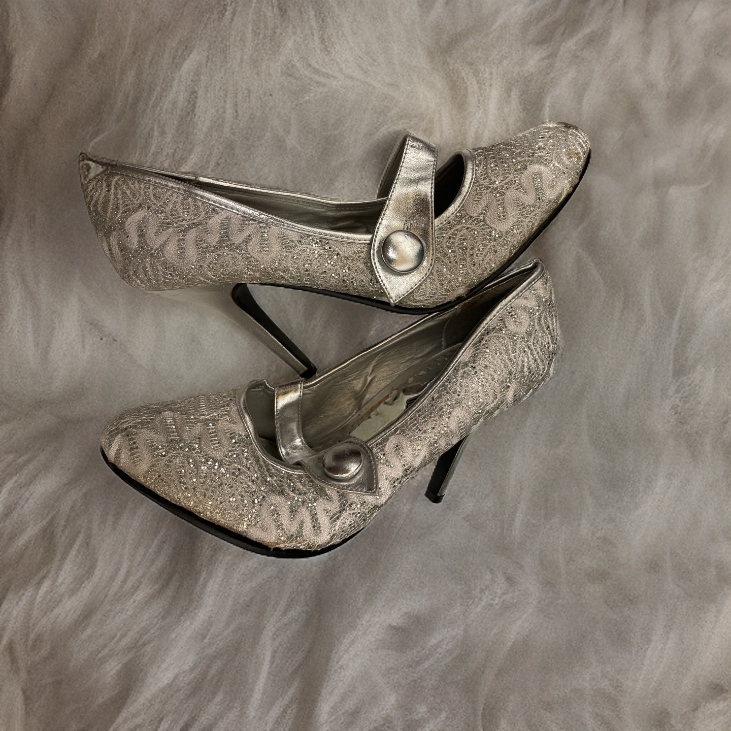 Vintage luxury women grey heel shoe size 39