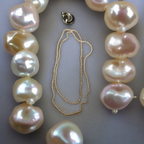Rubynee Vintage y2k multi layer white pearl gold plated necklace