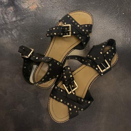 vintage woman kurt geiger black studded strap ankle sandal size 39