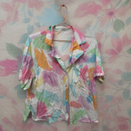 Rubynee  Vintage y2k multi color abstract print short sleeve shirt