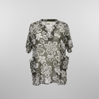 Rubynee  Vintage y2k Hawaii floral print khaki green blouse
