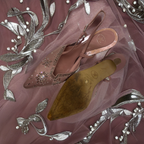 Vintage pink party shoe rhinestone beaded size uk 5.5