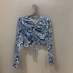 Rubynee Vintage y2k womens blue patterned crop top