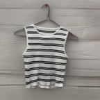 Rubynee Vintage y2k Female Knitted Black Striped sleeveless Tank Top