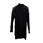 Women turtle neck oversize black jumper with studded design