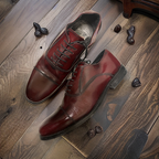 Vintage men pointed toe genuine wine leather shoe size 41