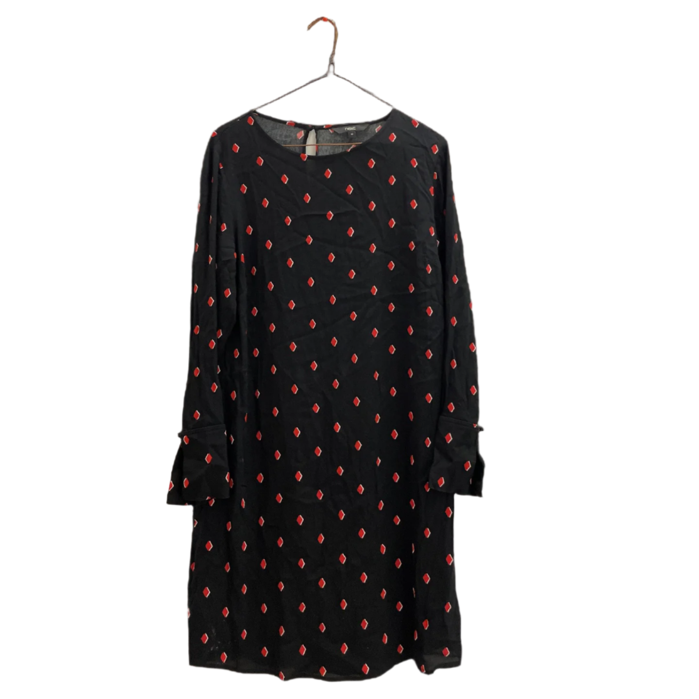 Rubynee Vintage y2k Next red diamond spot crew neck black dress
