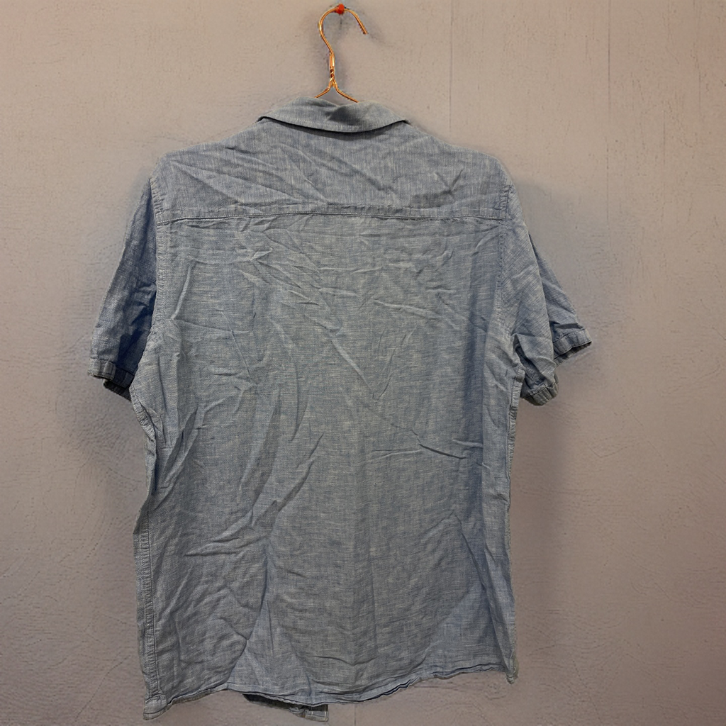 Rubynee  vintage Y2K Men's Dunnes Regular Fit Short Sleeves Blue Shirt
