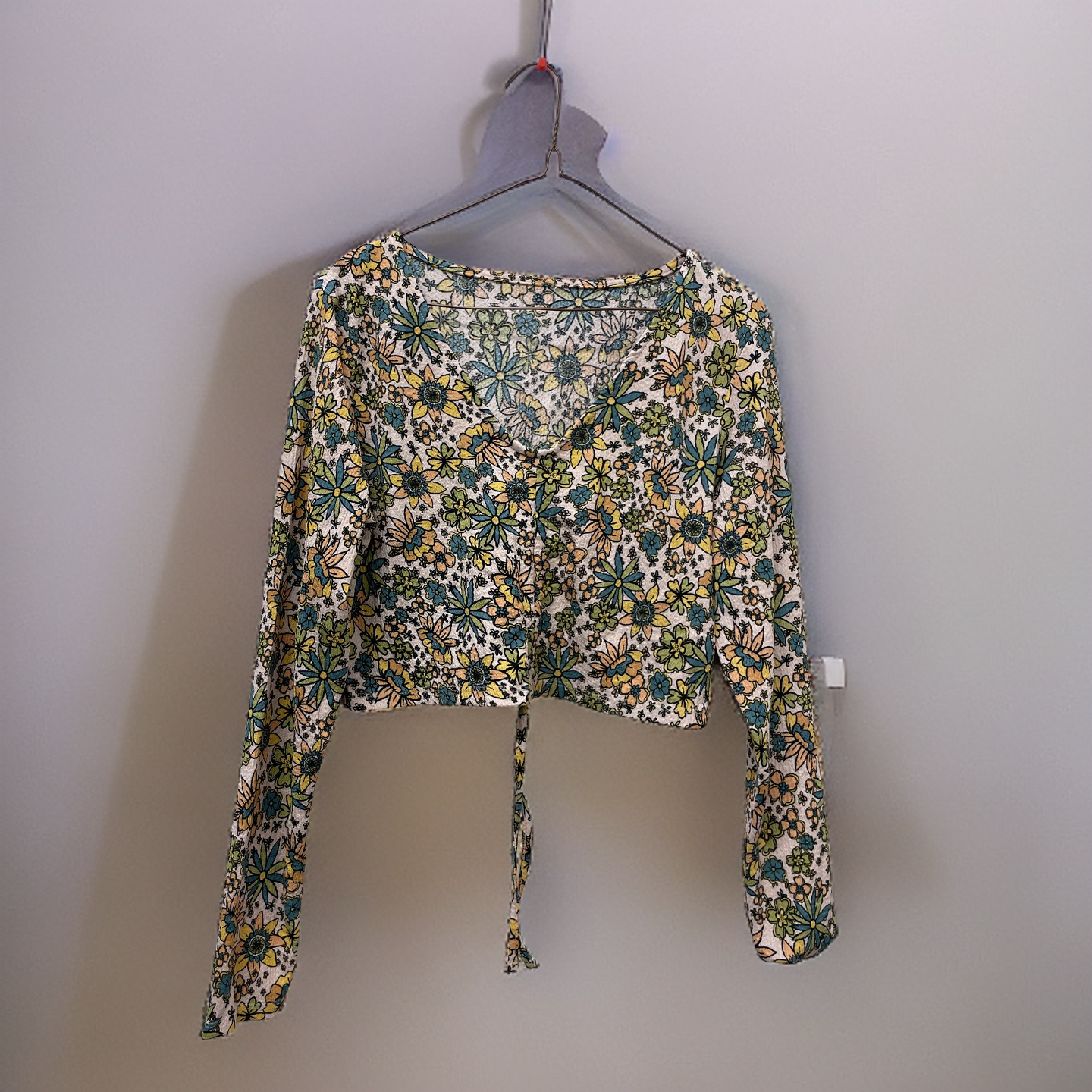 Rubynee Vintage y2k Floral patterned Silk multi Hippie Wrap Top