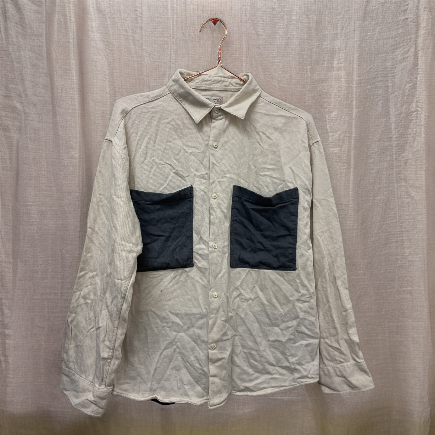 Rubynee  Vintage y2k zara mens cream regular fit shirt with black pocket