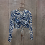 Rubynee Vintage y2k womens blue patterned crop top