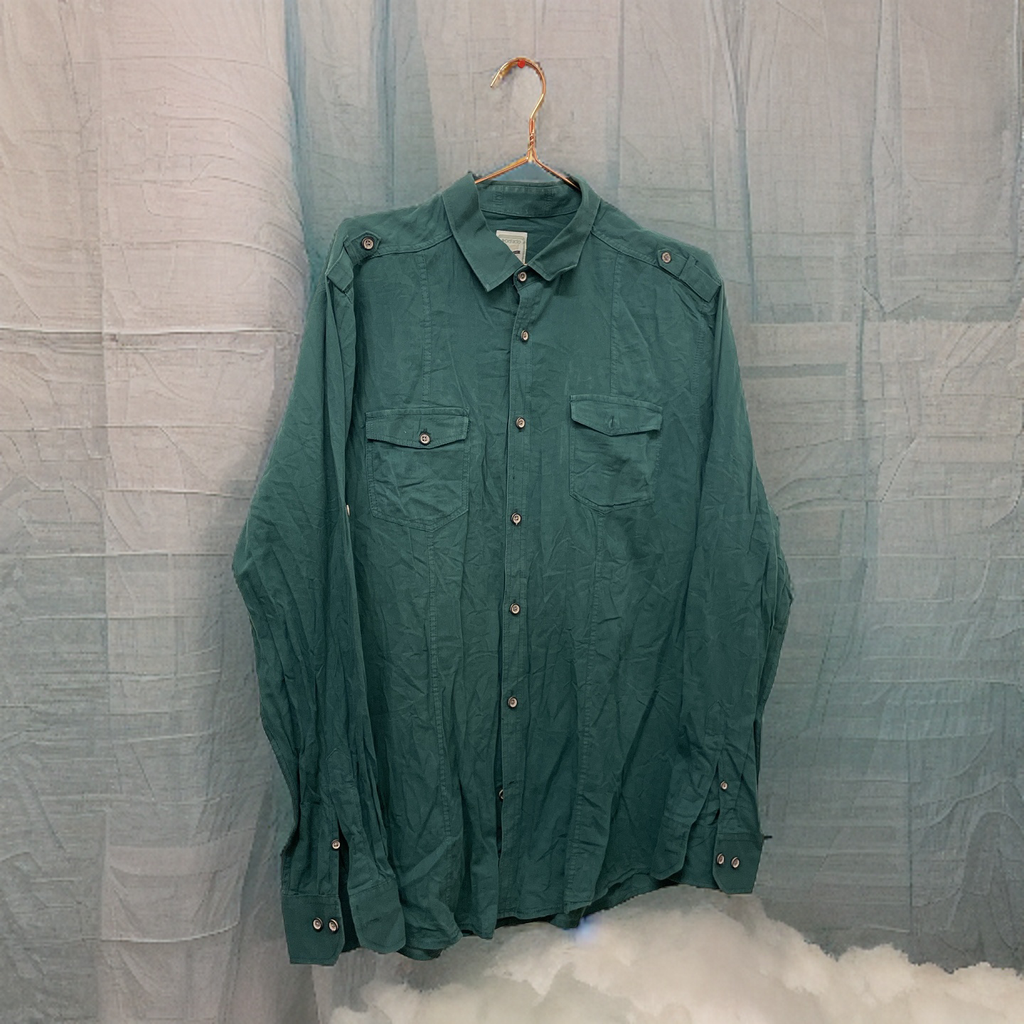 Rubynee Vintage y2k regular fit mens defacto green long sleeve shirt