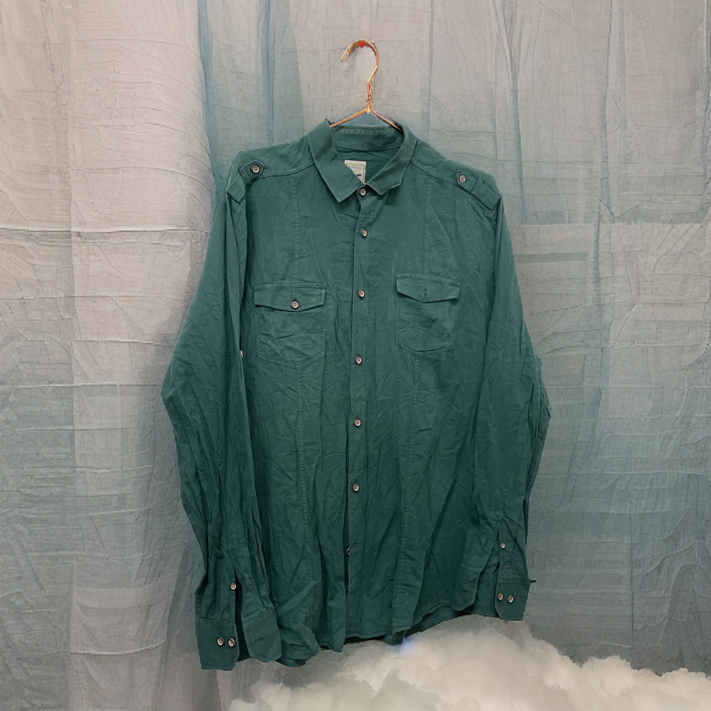 Rubynee Vintage y2k regular fit mens defacto green long sleeve shirt