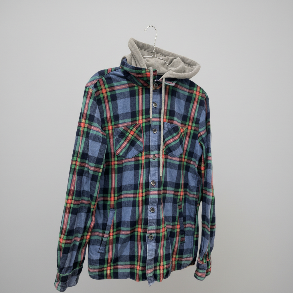 Rubynee Vintage y2k mens blue checkered shirt hoodie size M