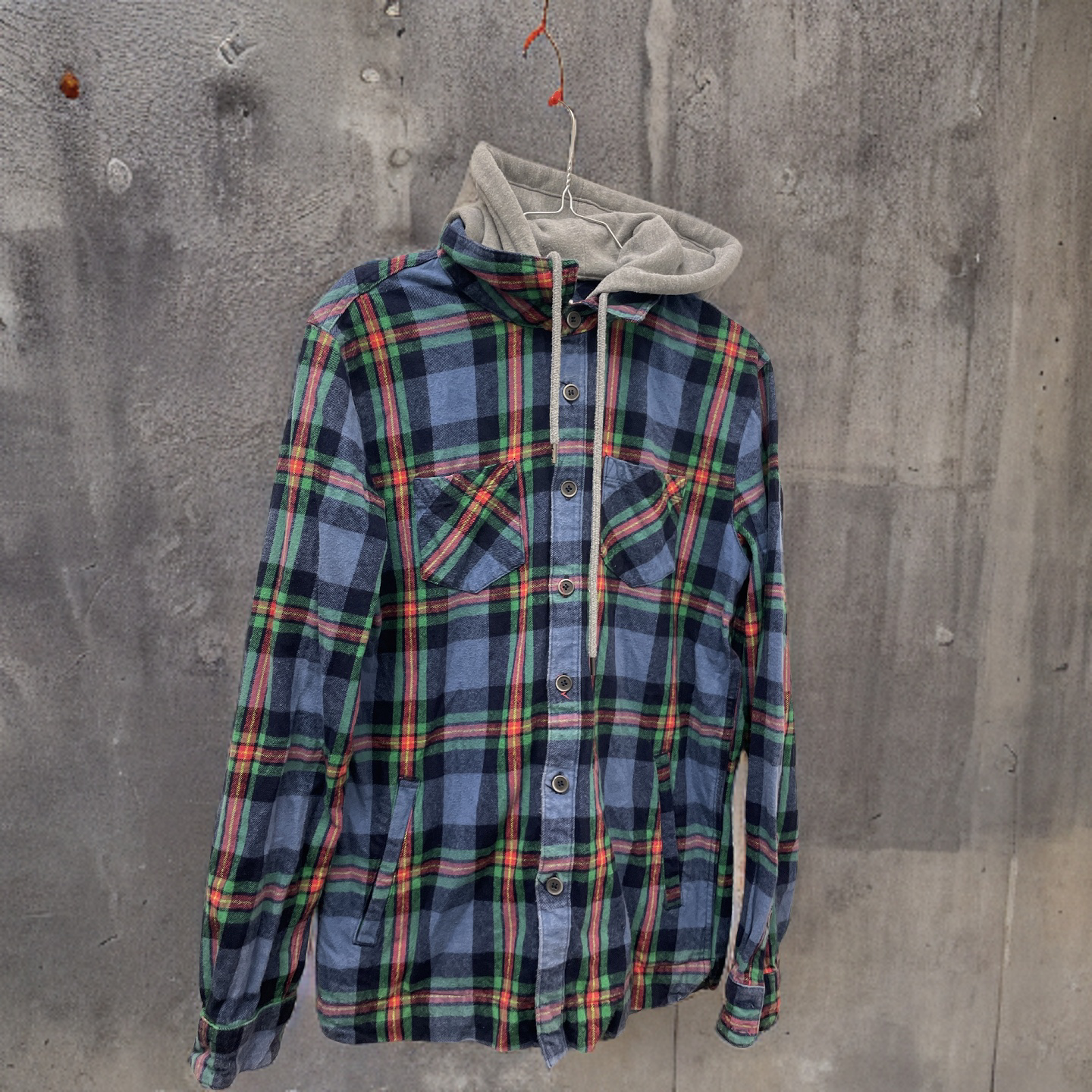 Rubynee Vintage y2k mens blue checkered shirt hoodie size M