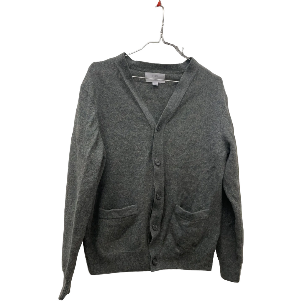Rubynee Vintage y2k mens wool green regular fit v-neck Mark & Spencer cardigan