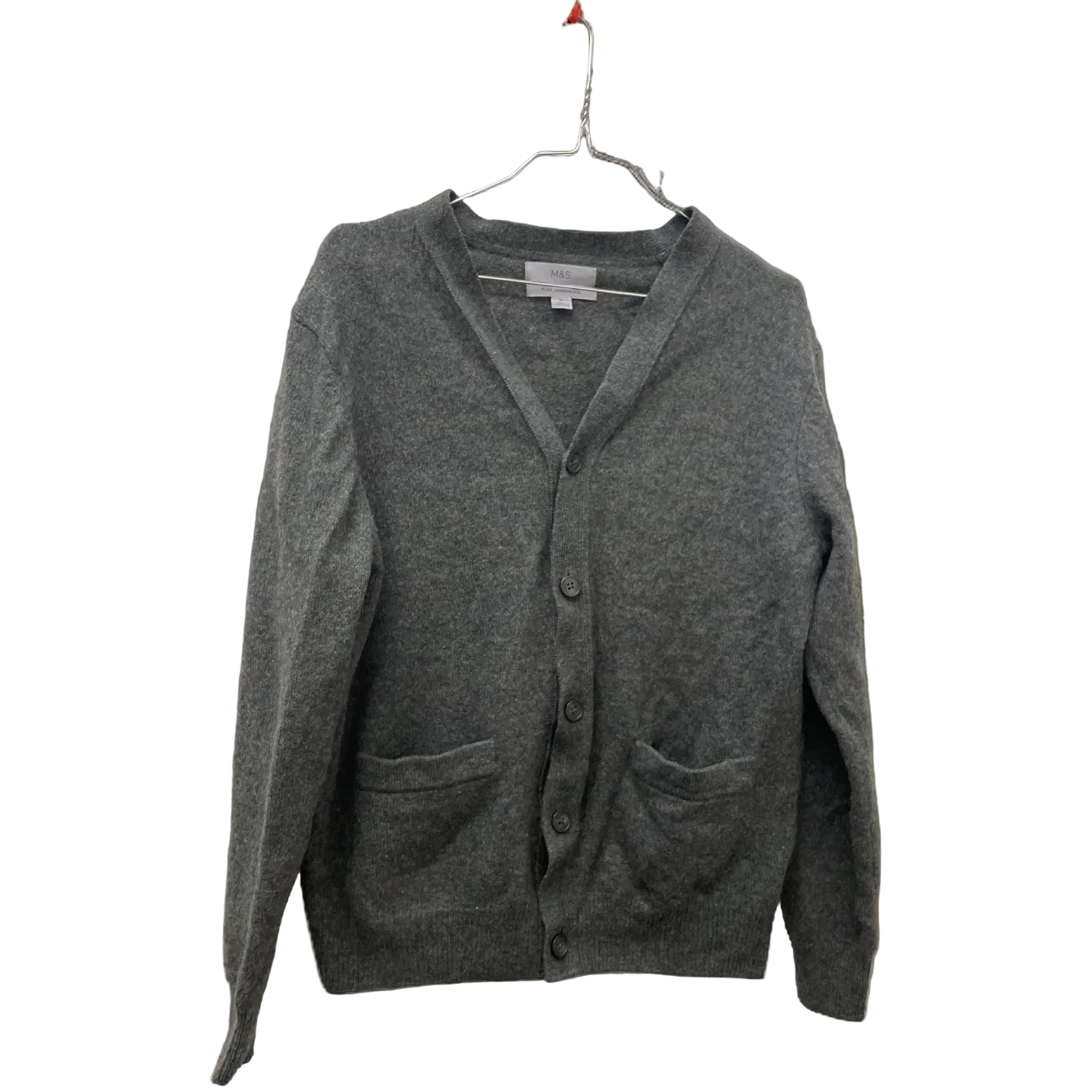 Rubynee Vintage y2k mens wool green regular fit v-neck Mark & Spencer cardigan