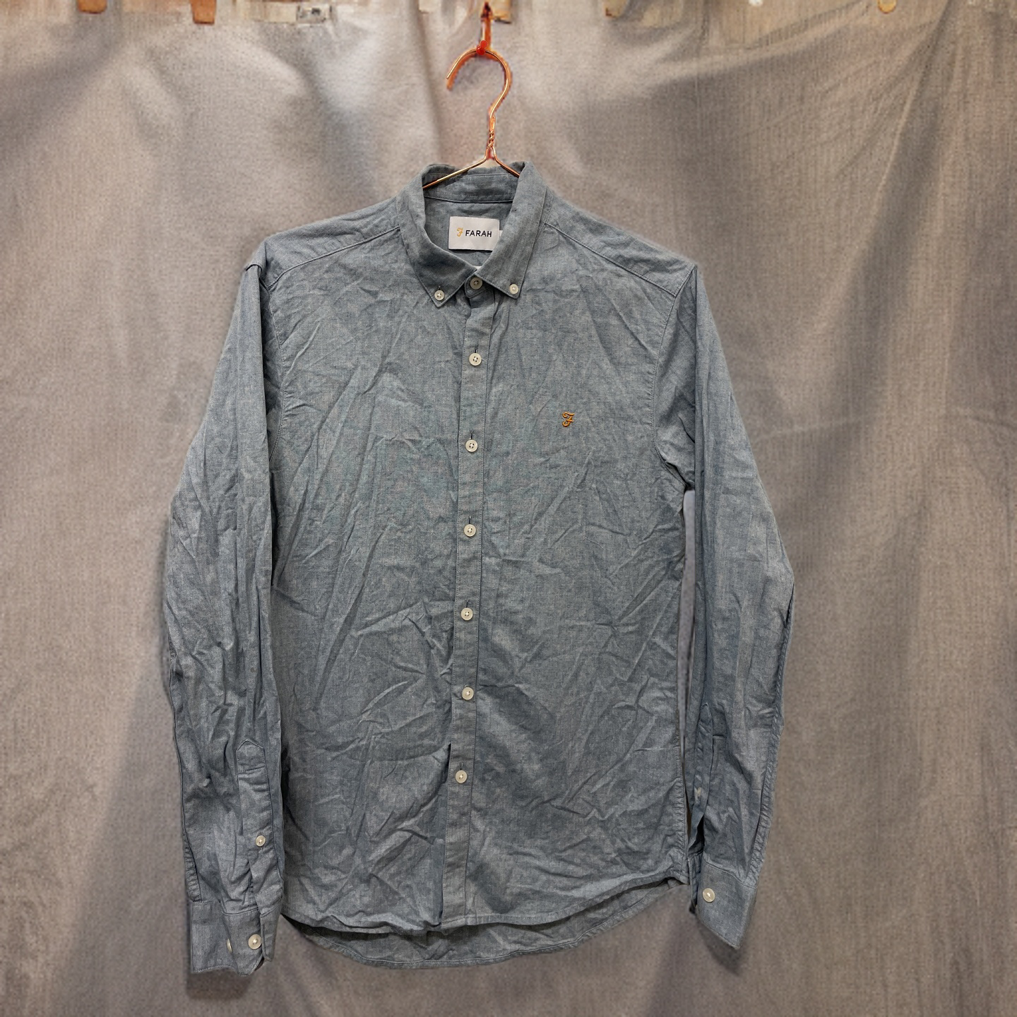 Rubynee  Vintage y2k mens slim fit Farah blue shirt size XS