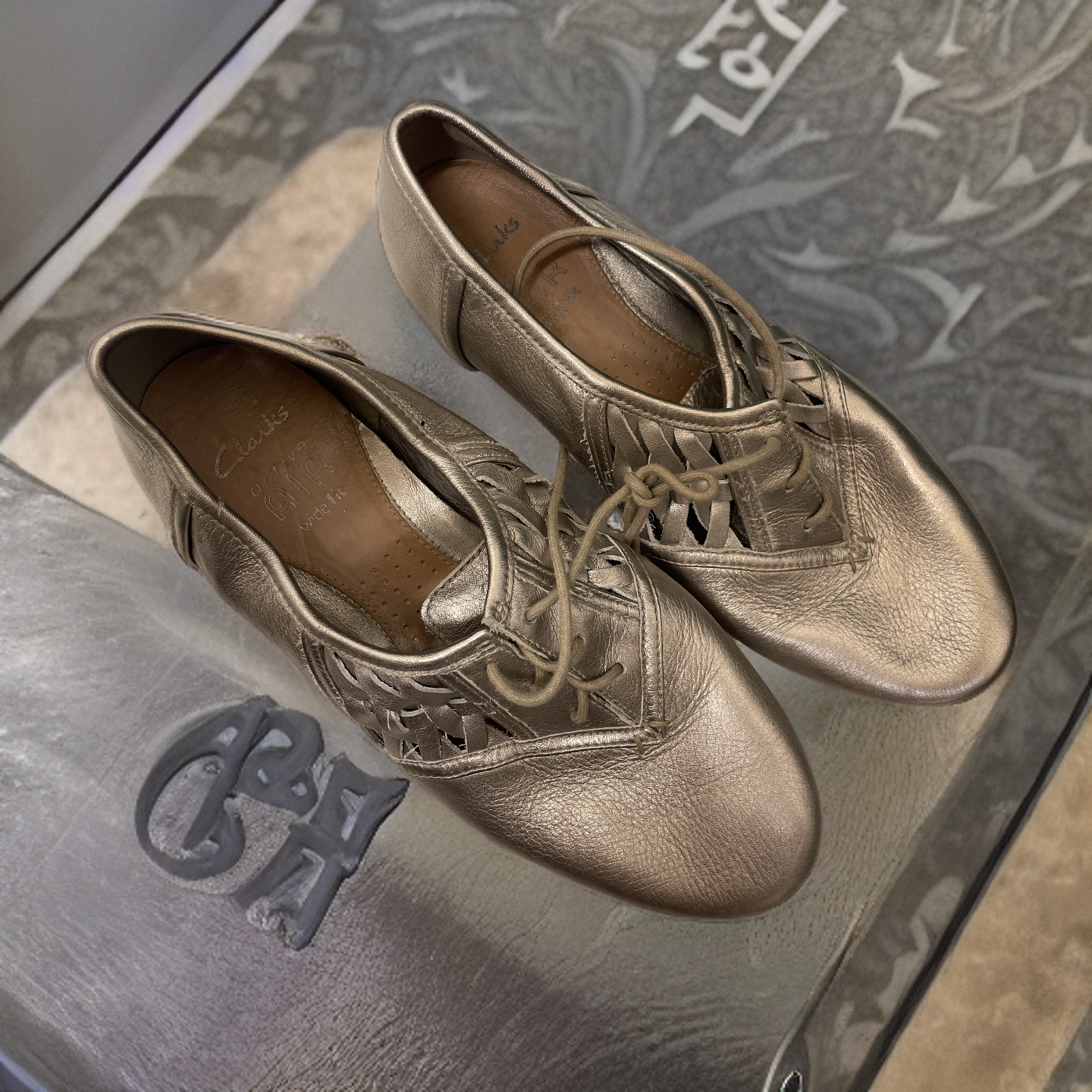 Vintage claks oxford woman lace bronze shoe size uk 5.5