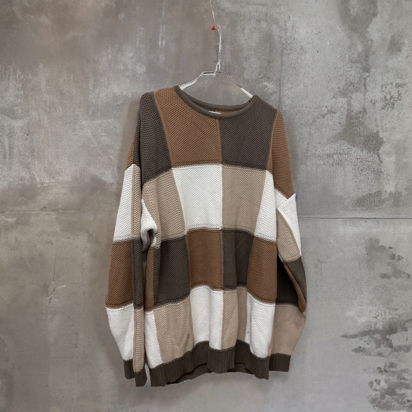 Rubynee Vintage y2k brown box patterned zara sweater