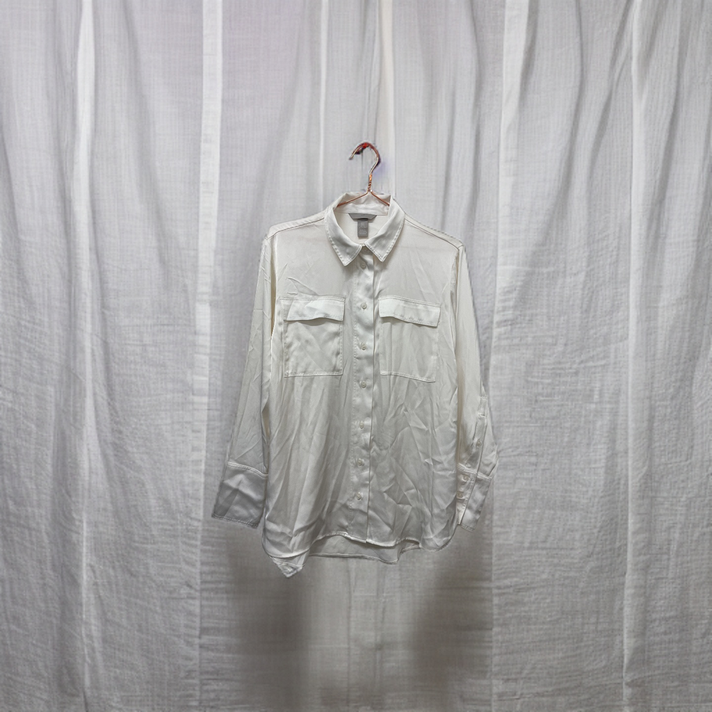 Rubynee  Vintage y2k H&M white regular fit linen long sleeve shirt