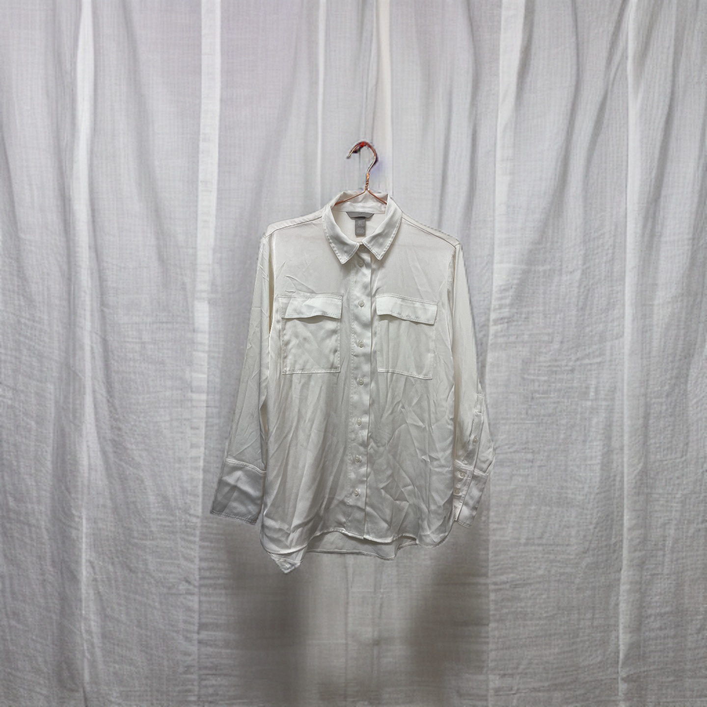 Rubynee  Vintage y2k H&M white regular fit linen long sleeve shirt