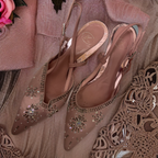 Vintage pink party shoe rhinestone beaded size uk 5.5