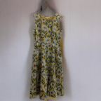 Rubynee Vintage y2k sleeveless floral print crew neck mini yellow dress