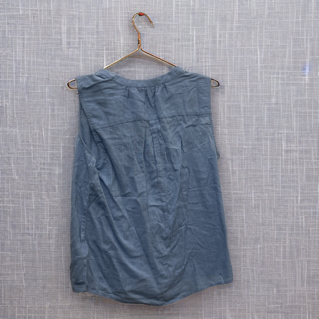 Rubynee  Vintage y2k sleeveless vneck blue women blouse
