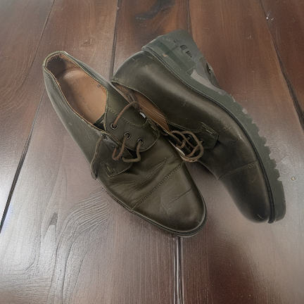 Vintage mens green leather lace up formal shoe size 42