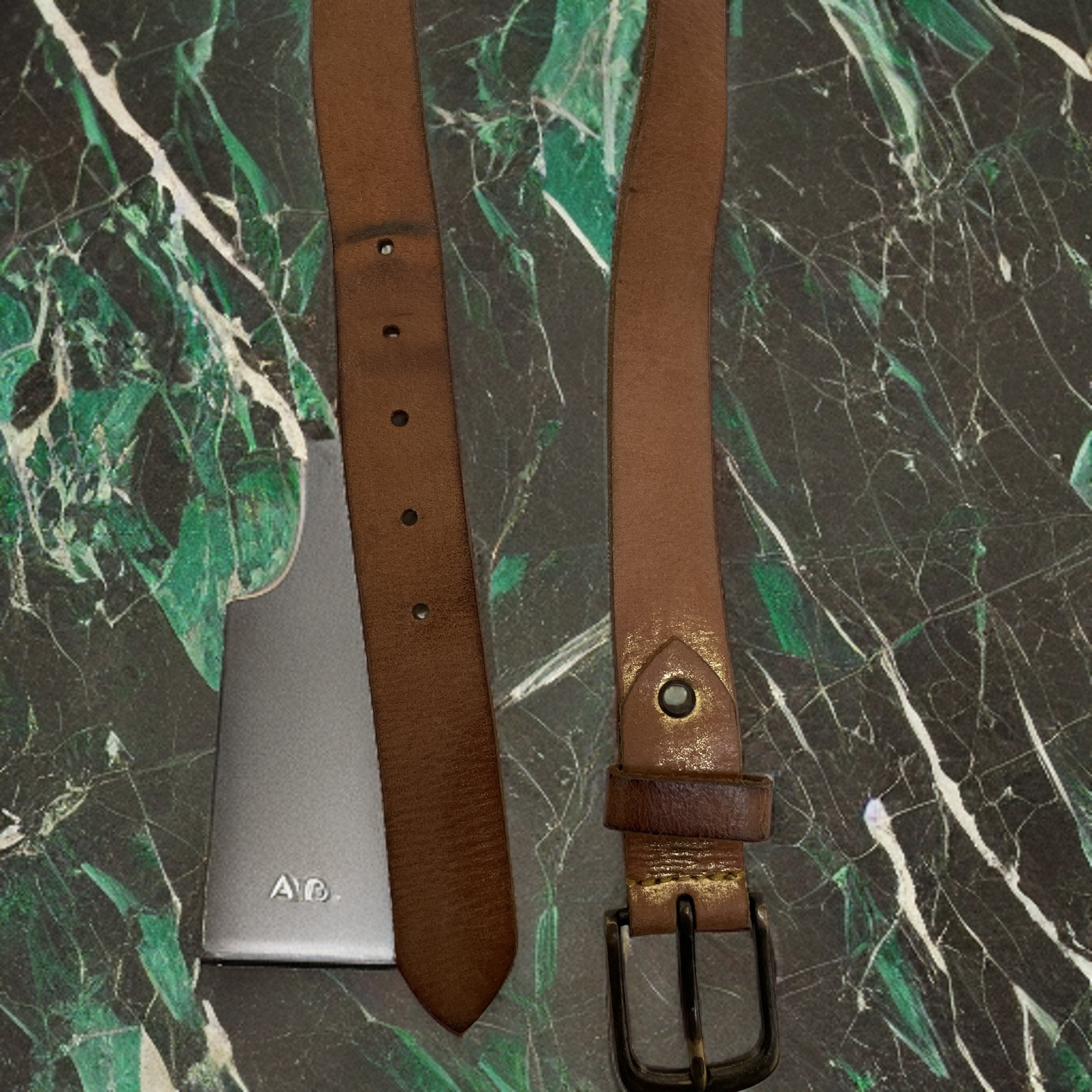 Vintage brown leather mens belt