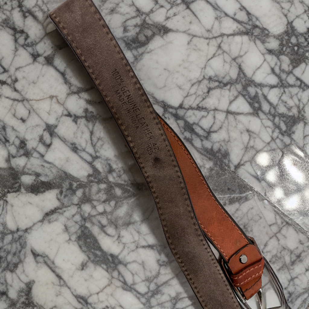 Vintage brown leather mens belt