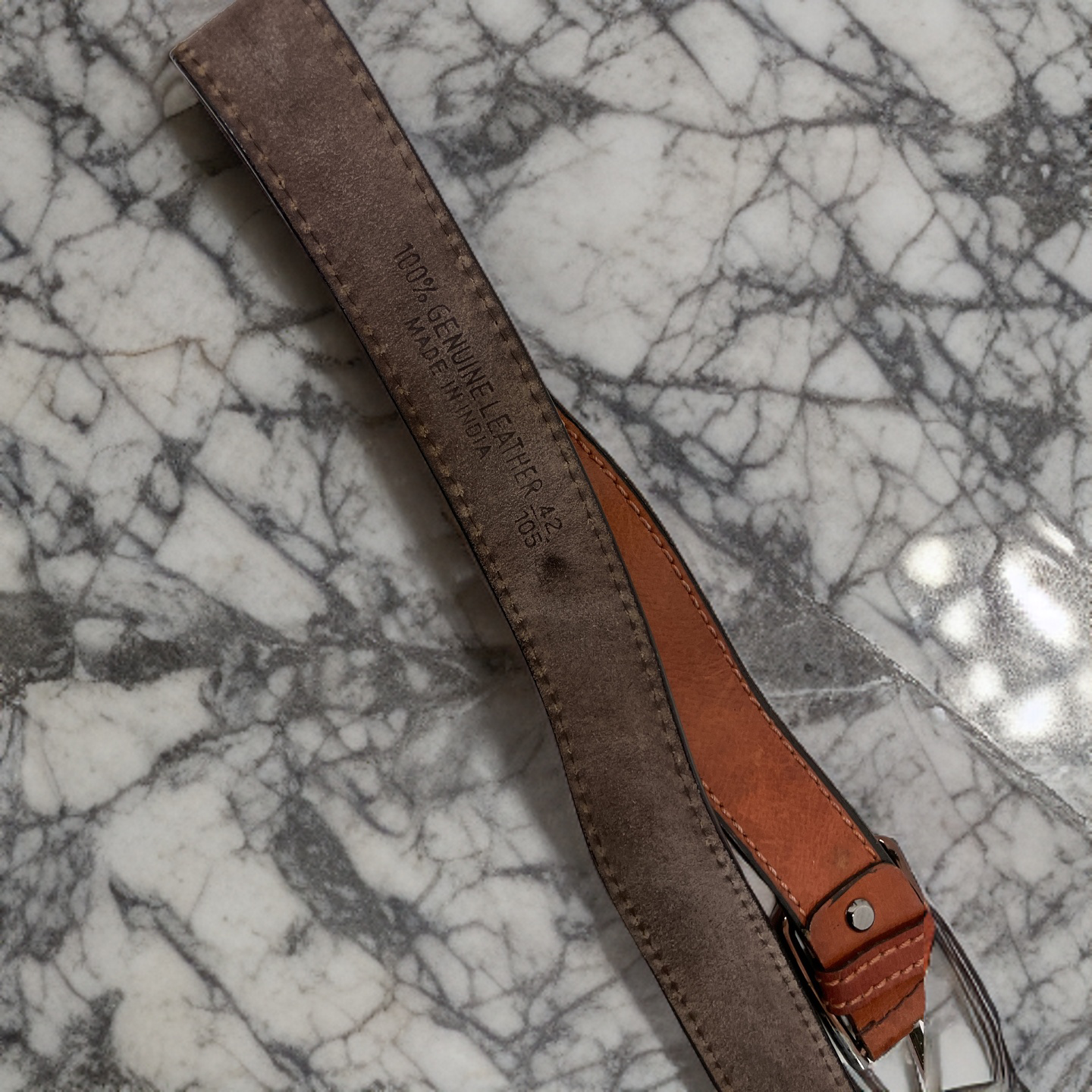 Vintage brown leather mens belt