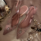 Vintage pink party shoe rhinestone beaded size uk 5.5