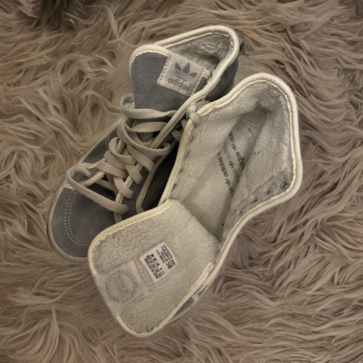 Vintage high-top adidas grey sneakers uk 6