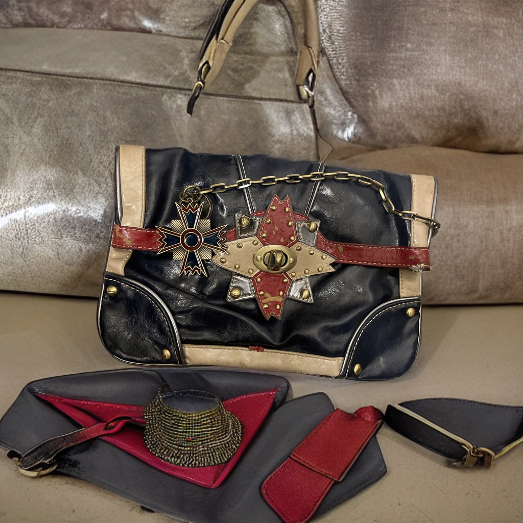 Rubynee Vintage y2k River Island Navy Blue Clutch Bag