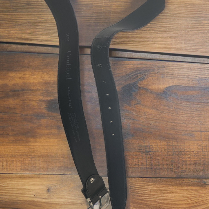 Vintage made in Italy black leather mens belt size xxl