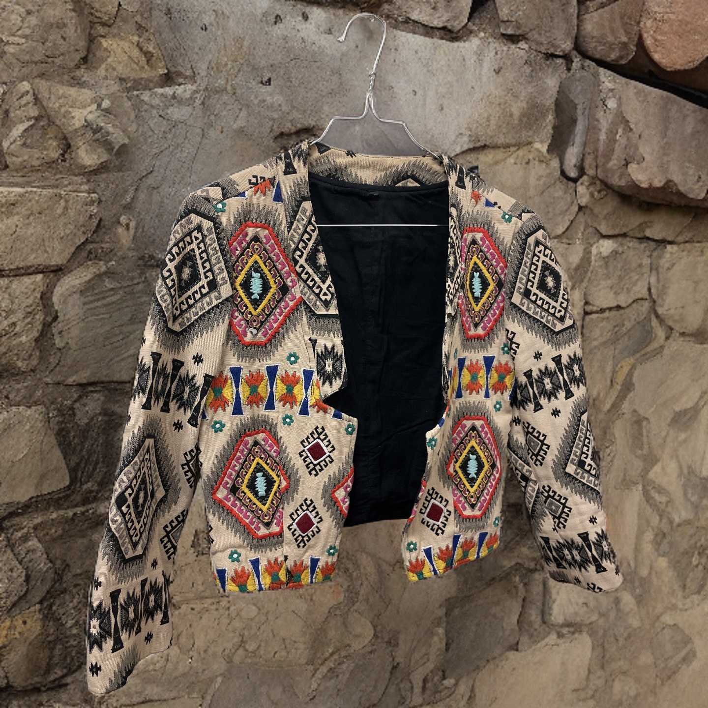 Rubynee Vintage y2k Multi Color Polyester women Geometric Print Jacket